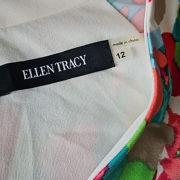 Ellen Tracy NWT Short Sleeve Fit and Flare Wrap Dress Multicolor Size 12 - Picture 4 of 13